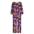 thumbnail image 3 of WFJCJPAF 2024 New Halloween Clearance! Halloween Pajamas for Women 2 Piece,Ladies' Halloween Printed Casual Top Pants Pajama Set - Purple XXL, 3 of 3