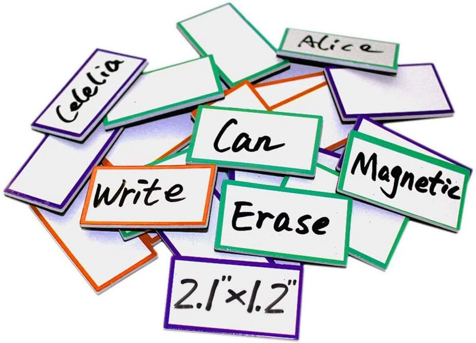 36Pcs - Magnetic Dry Erase Labels Blank Name Tags Reusable Magnets 2.1" X 1.2"