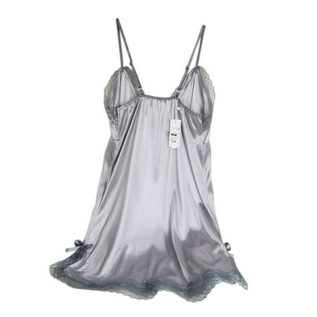 

Xinhuaya Women V-neck Solid Color Lace Bows Adjustable Strap Suspenders Nightdress