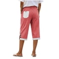 thumbnail image 4 of Noric Women's Cotton Striped Capri Pants Summer High Waisted Casual Cropped Trousers with Pockets, 4 of 7