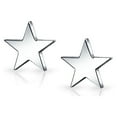 thumbnail image 2 of Bling Jewelry Mens Patriotic Celestial Rock-Star Super Stars Stud Earrings Black & Stainless Steel, 2 of 6
