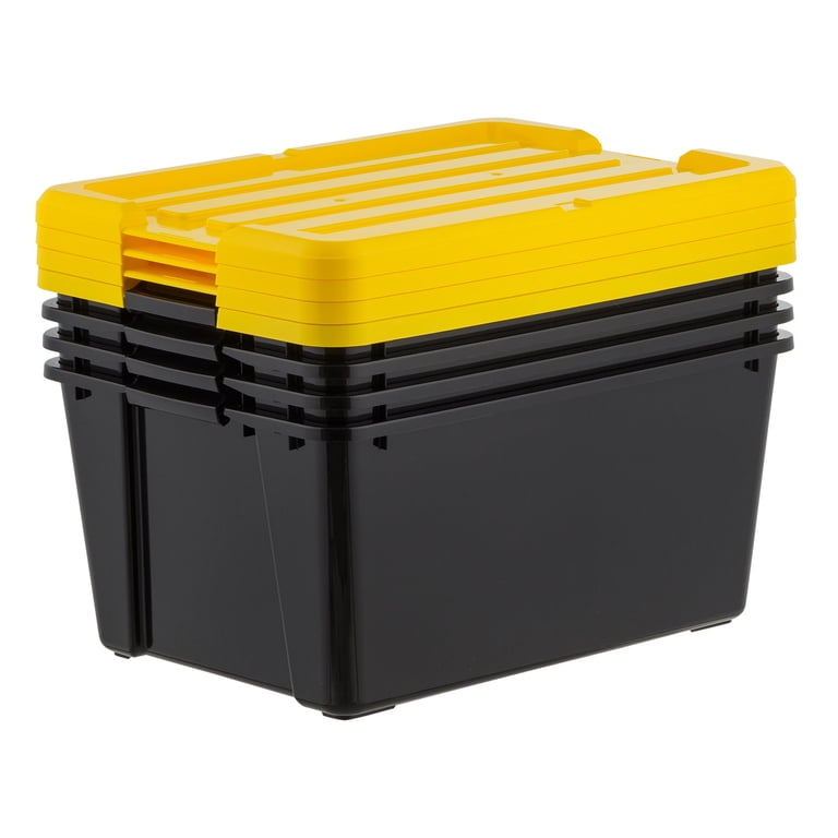 IRIS 45 Qt Black Plastic Stackable Storage Bin with Lid Tote