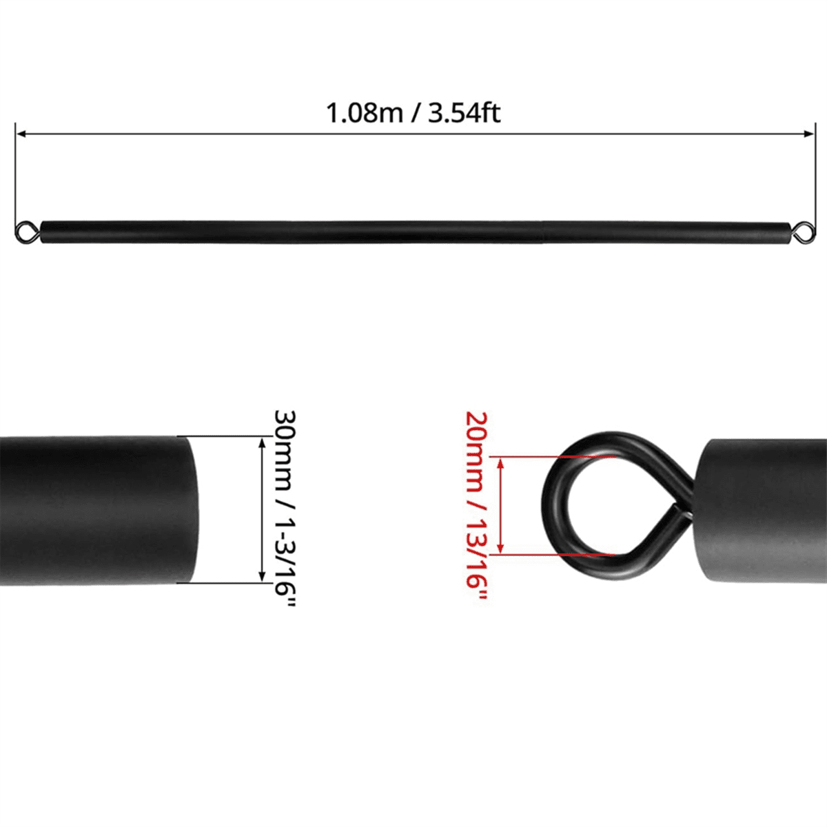 Resistance Band Bar Pilates Bar Home Gym Fitness Workout Bar for Strength Training Cardio Exercise - 108CM