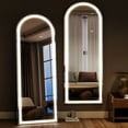 thumbnail image 4 of BEAUTYPEAK 68" x 26" LED Arched Full Length Mirror Standing Floor Mirror,White, 4 of 7