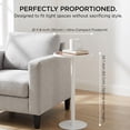 thumbnail image 4 of White Drink Table with Amber Glass Top, Indoor Outdoor Small Round Side Table, 24.7" Metal Pedestal End Table for Living Room, Patio, Sunroom, Boho Mid-Century Modern Decor, Cream, 4 of 9