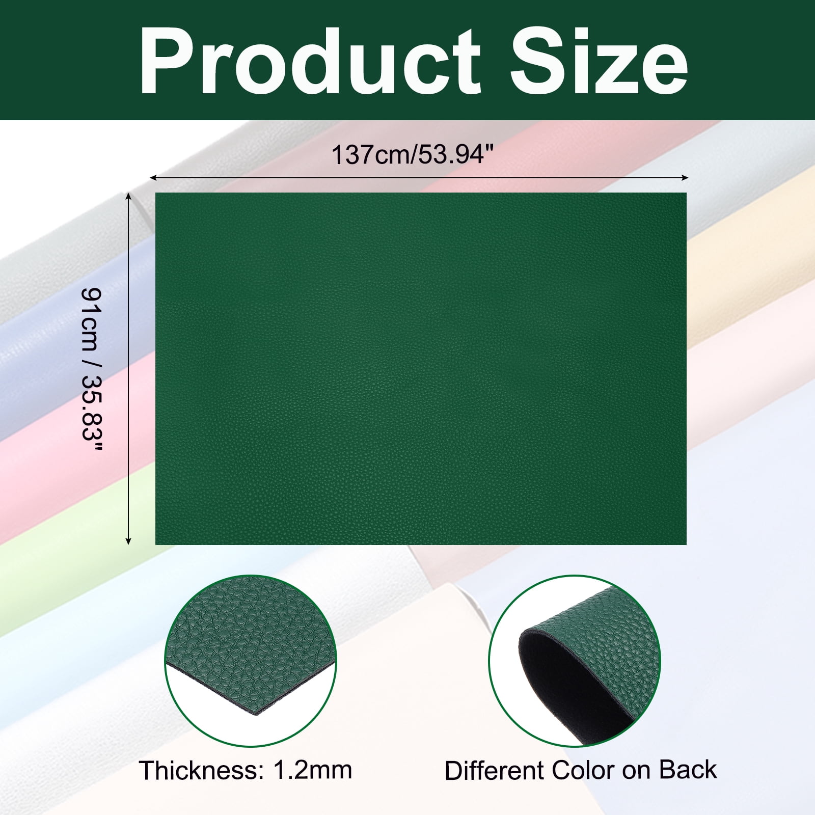 Uxcell Faux Leather Fabric Sheets, 54x36 Inch Waterproof Solid Soft PU Synthetic Leather Sheet for Upholstery Replacement Renovate Sofa Furniture Bag Crafts DIY Sewings(Dark Green)