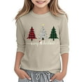 thumbnail image 5 of FUZHIQ Christmas Shirts for Girl 3/4 Sleeve Christmas Tree Snowflakes Print Crew Neck Xmas Long Sleeve Tops Funny Kids Holiday Long Sleeve Fall Clothes,Khaki,3-4 Years, 5 of 5