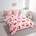 thumbnail image 3 of Feelyou Cartoon Red Cherry Bedding Comforter Set 7pcs, Pink Cherry Blossoms King Bedding Sets, Teens Kids Boys Girls Reversible Bed Sheets, Microfiber Bedroom Decor, 3 of 8
