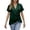 Dark Green, variant on Women's Wrap Front V-Neck Top, Short Sleeve Casual Asymmetrical Hem Tee,S