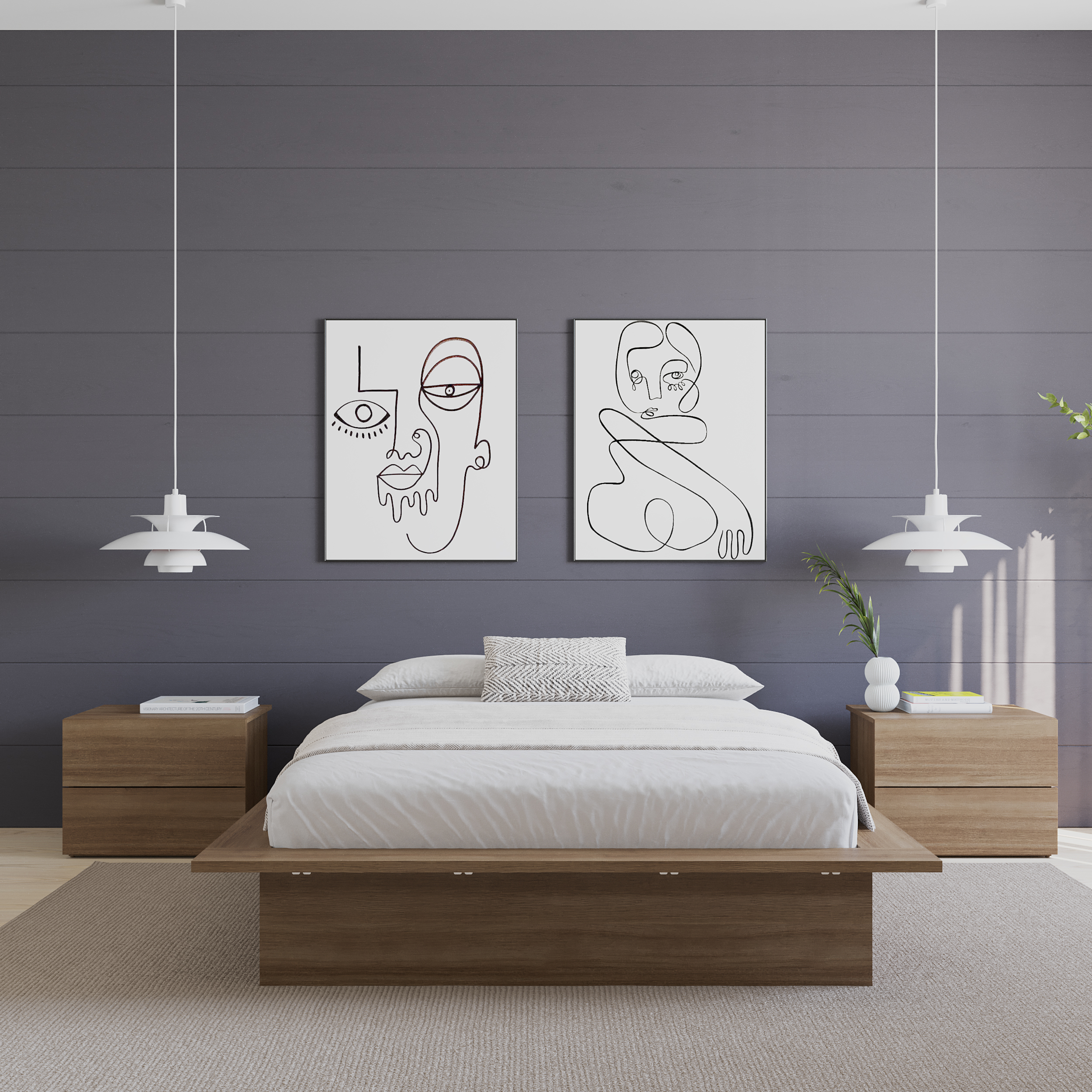 Nexera Malibu Full Size Platform Bed, Brown Oak