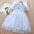 thumbnail image 1 of 2022 nuevo Frozen Snow Queen Elsa niñas vestido verano lindo estampado de dibujos animados princesa estrella malla vestidos elegante baile niños ropa Vestido11-12T Gao Jinjia LED, 1 of 2