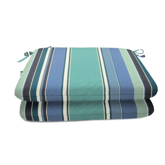 Casual Cushion Outdoor Chair Cushion, Striped Sunbrella Fade-Resistant for Patio Dining Chairs, Kitchen & Porch Benches, 18"W x 18"D, 2" thick, Reversible, Dolce Oasis