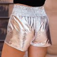 thumbnail image 4 of uublik Womens Bermuda Shorts Elastic Waist Metallic Shorts Sparkly Hot Shorts Plus Size Running Shorts for Women Silver S, 4 of 5