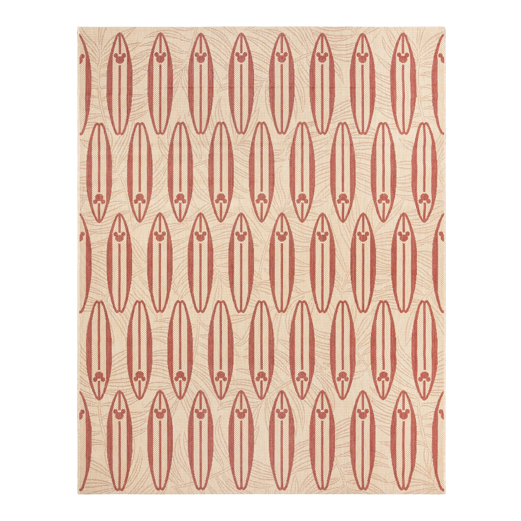 Disney Outdoor Surfboard Coastal Graphic Sand/Red Area Rug, 9x13