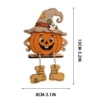 thumbnail image 2 of Wooden Halloween Pumpkin Decoration 6 in - Natural Wood Tabletop Ornament Sign Accent Display for Fireplace Mantel Shelf Tiered Tray Fall Harvest Decor Accent, 2 of 7