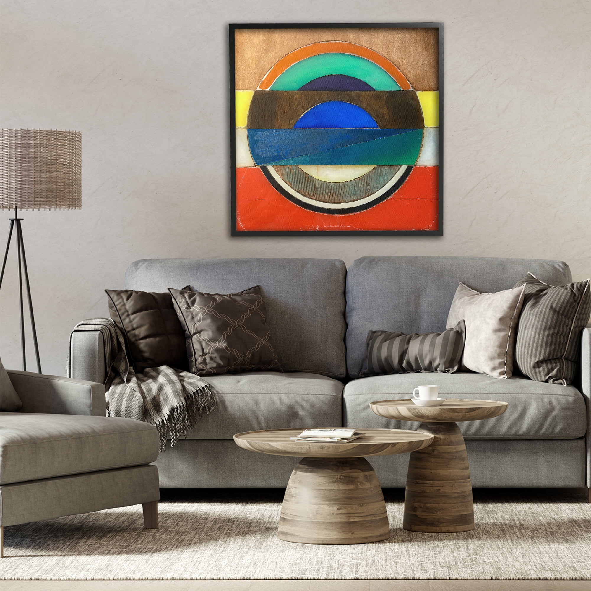 Stupell Industries Bisected Circle Structure Black Framed Giclee Art, design by Matthew Finger