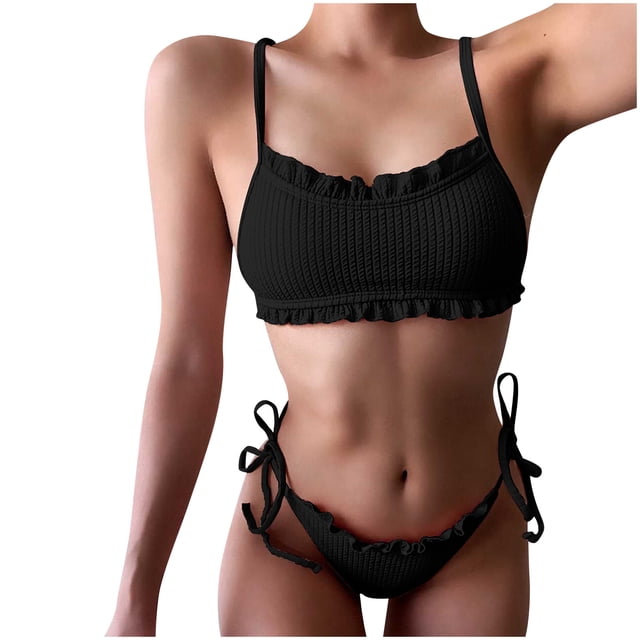 Traje de baño bikini OAVQHLG3B Store para mujer Encaje Sólido con Vendaje