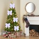 thumbnail image 1 of Juego de 2 lazos de terciopelo para la punta del árbol de Navidad | Blanco, rojo, amarillo, verde y rosa | Lazos para envolver regalos festivos para interiores y exteriores, para árboles, coronas,, 1 of 7
