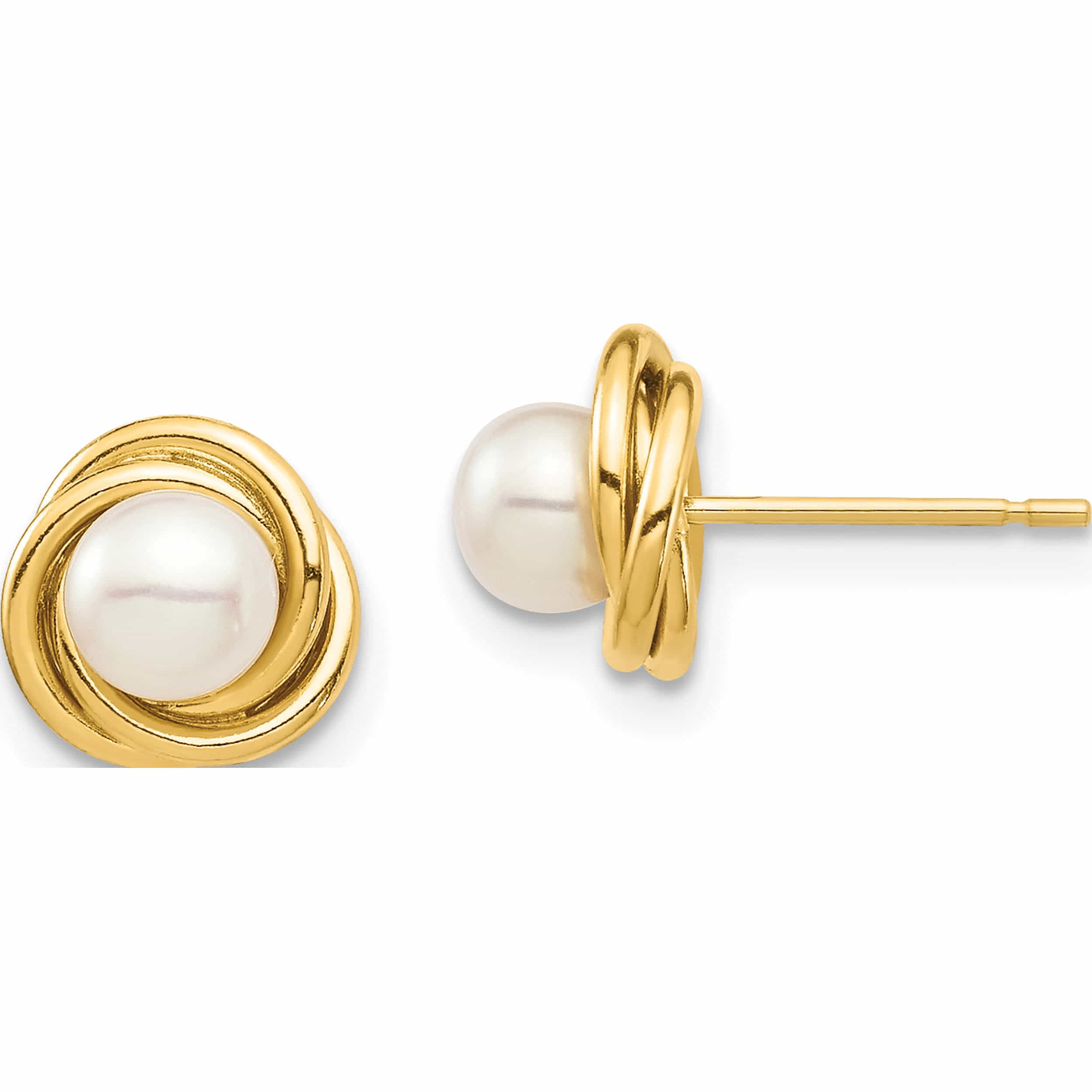 Details about   14k Yellow Gold Madi K 4-5mm White Button Freshwater Cultured Pearl Post Earring 