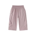 thumbnail image 4 of BADHUB Boys Girls Capris Straight Leg Parachute Pants Quick Dry Lightweight Summer Knee Length Pants with Pockets Pink 13 Years, 4 of 6