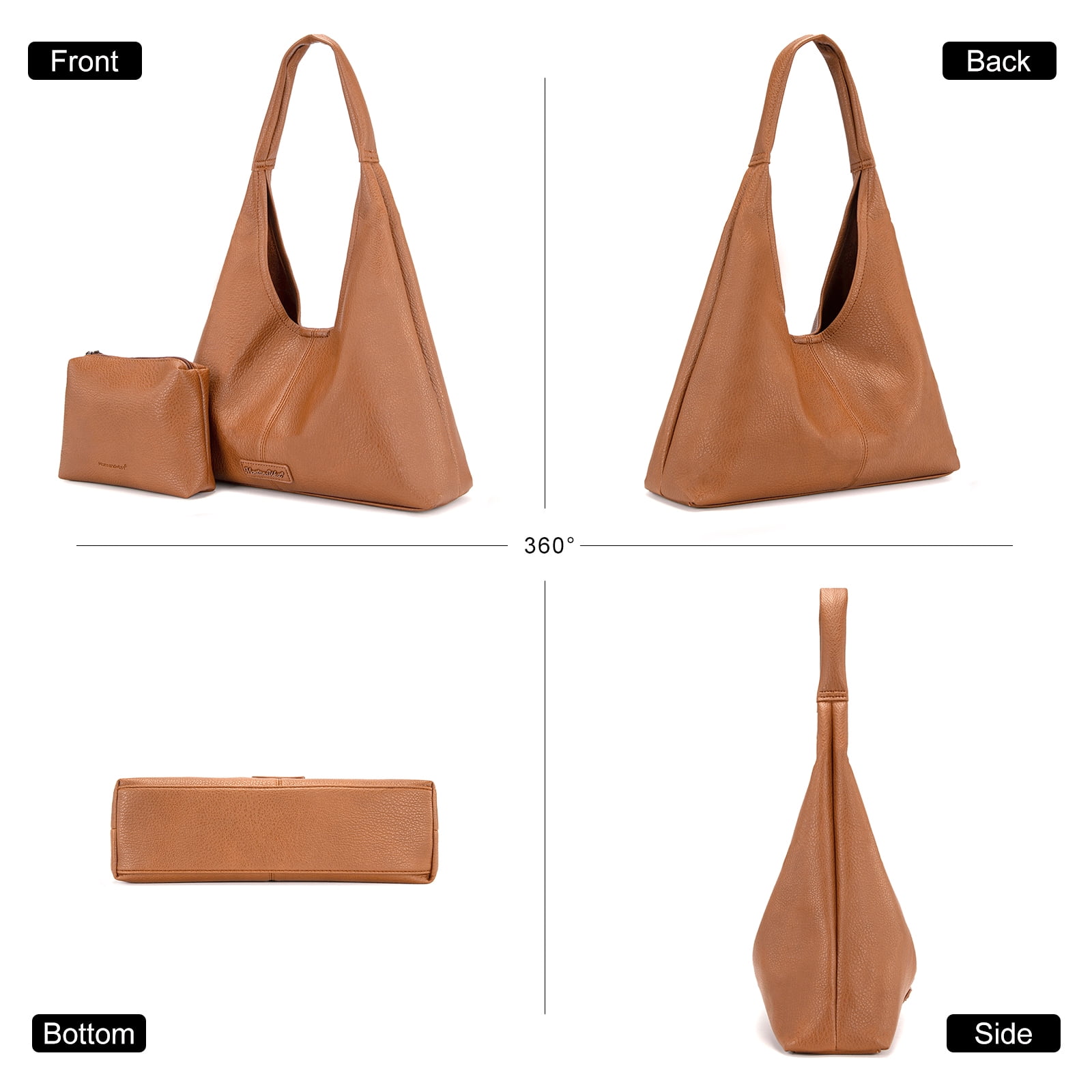 Montana West Hobo Bag Purses for Women Soft Slouchy Shoulder Handbags Tote with Pouch Stylish and Functional, Light Brown