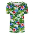 thumbnail image 4 of QUNYINEY Casual Shirts for Women Floral Short Sleeve Crew Neck Tops Loose Summer Womens Tops, 4 of 5
