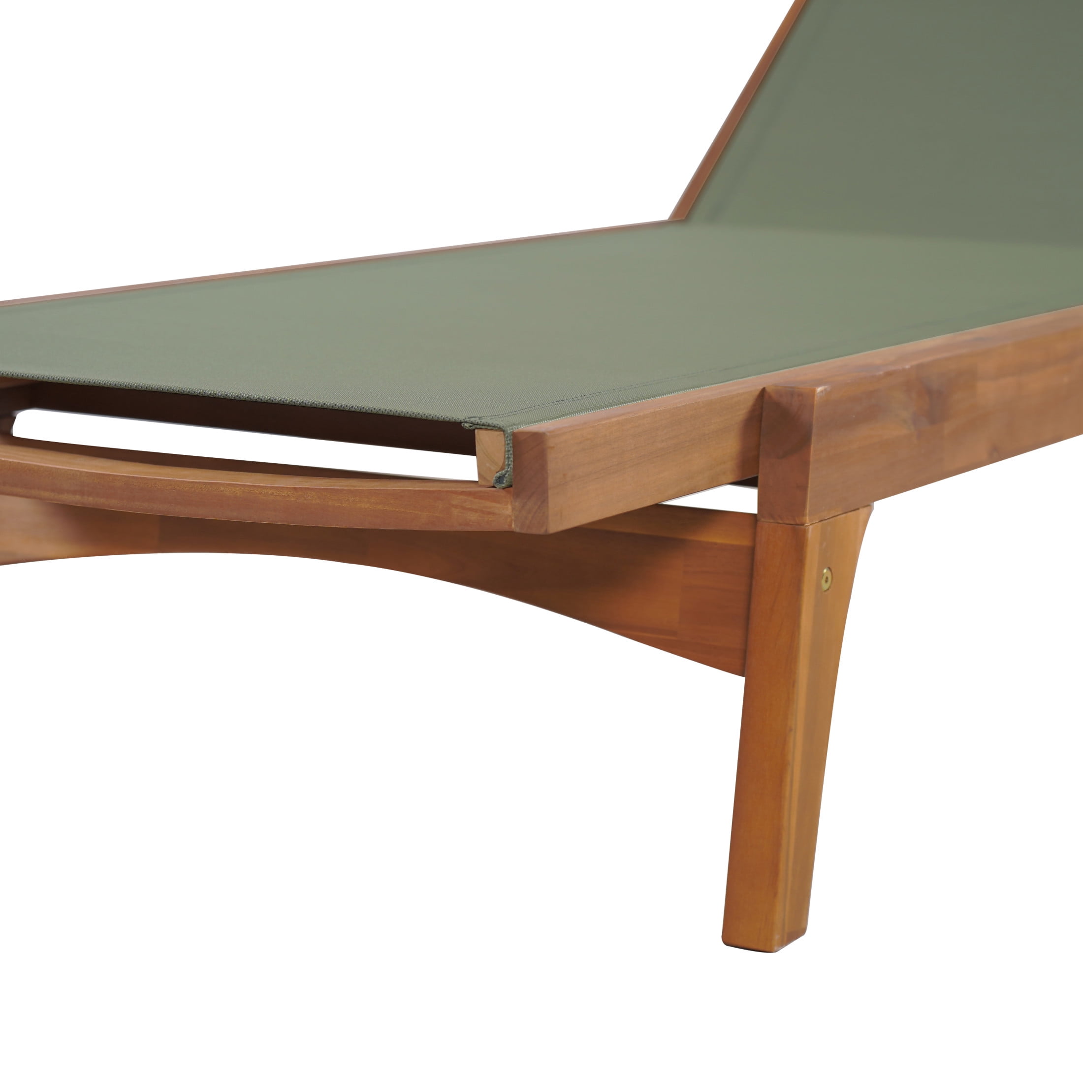 Christopher Knight Home Outdoor Wood Chaise Lounge with Mesh Seat, Adjustable Backrest & Wheels, Green, Set of 2