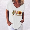 thumbnail image 2 of PVCS Mode Femmes T-Shirt Imprimé Col en V Manches Courtes Tee Décontracté Blouse, 2 of 5