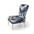 thumbnail image 3 of Designart "Flowing Vibrant Blue and Gold Art IV" Blue Modern Upholstered Accent Chair - Modern Arm Chair For Living Room, 3 of 5
