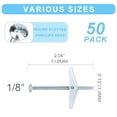 thumbnail image 2 of 50 Pcs 1/8 Inch Toggle Bolts for Drywall, Heavy Duty Metal Drywall Anchors Kit, Dry Wall Anchors and Screws Kit, Butterfly Anchors for Ceiling, Sheetrock, Hollow Wall, 2 of 7