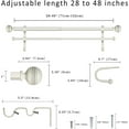 thumbnail image 3 of eTeckram 1" Double Curtain Rod with Sable Finials and holdbacks (28" to 48", Weathered white), 3 of 6