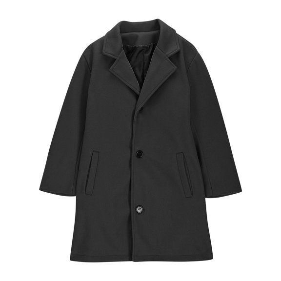 Girls Trench Coat Single Breasted Long Dress Coat Winter Windbreaker With Side Pockets