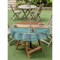 thumbnail image 5 of Outdoor Tablecloth with Umbrella Hole Zipper Farmhouse Aqua Brown Round Tablecloth 60" Waterproof Outside Table Cloth Vintage Wooden Striped Patio Table Cover Tablecloths for Picnic Party, 5 of 8