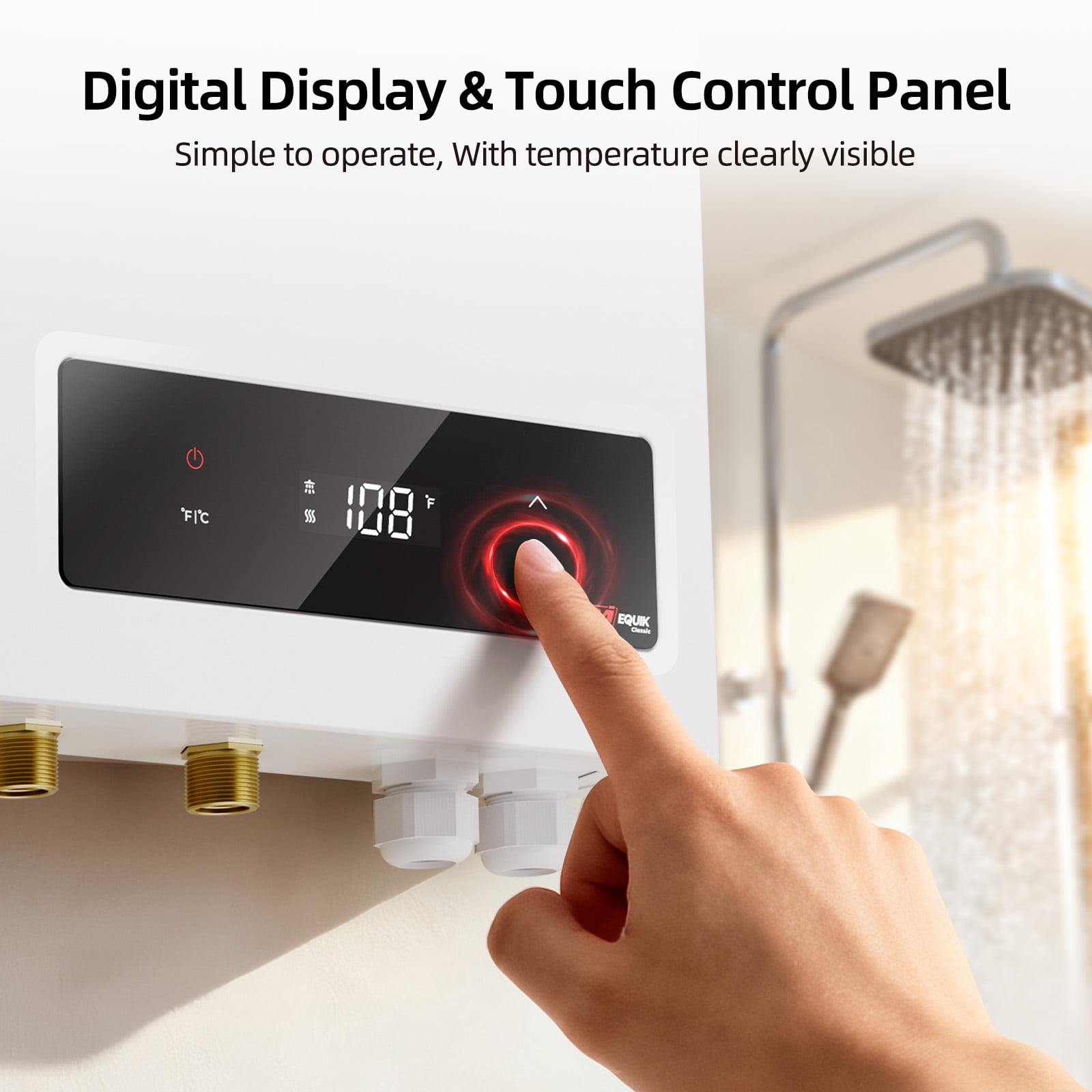 Mizudo EQUIK Classic 27 kW 4.4 GPM 240-Volt Touch Screen Residential Electric Tankless Water Heater