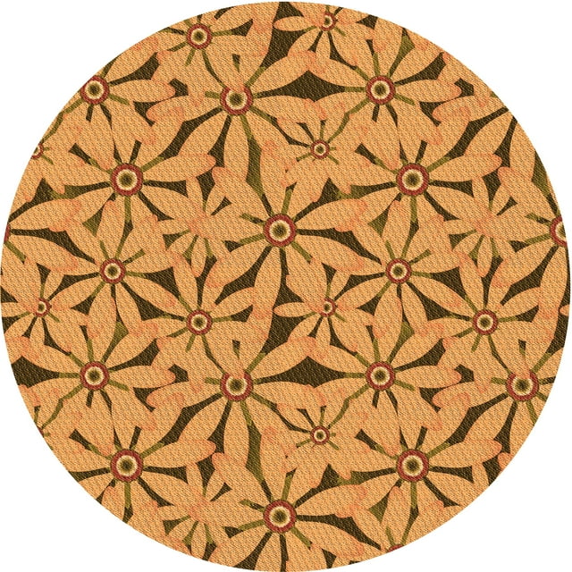 Ahgly Company Tapis d'Intérieur Ronds Transitionnels Lavables à la Machine, Brun Acajou, 3 Pieds Rond