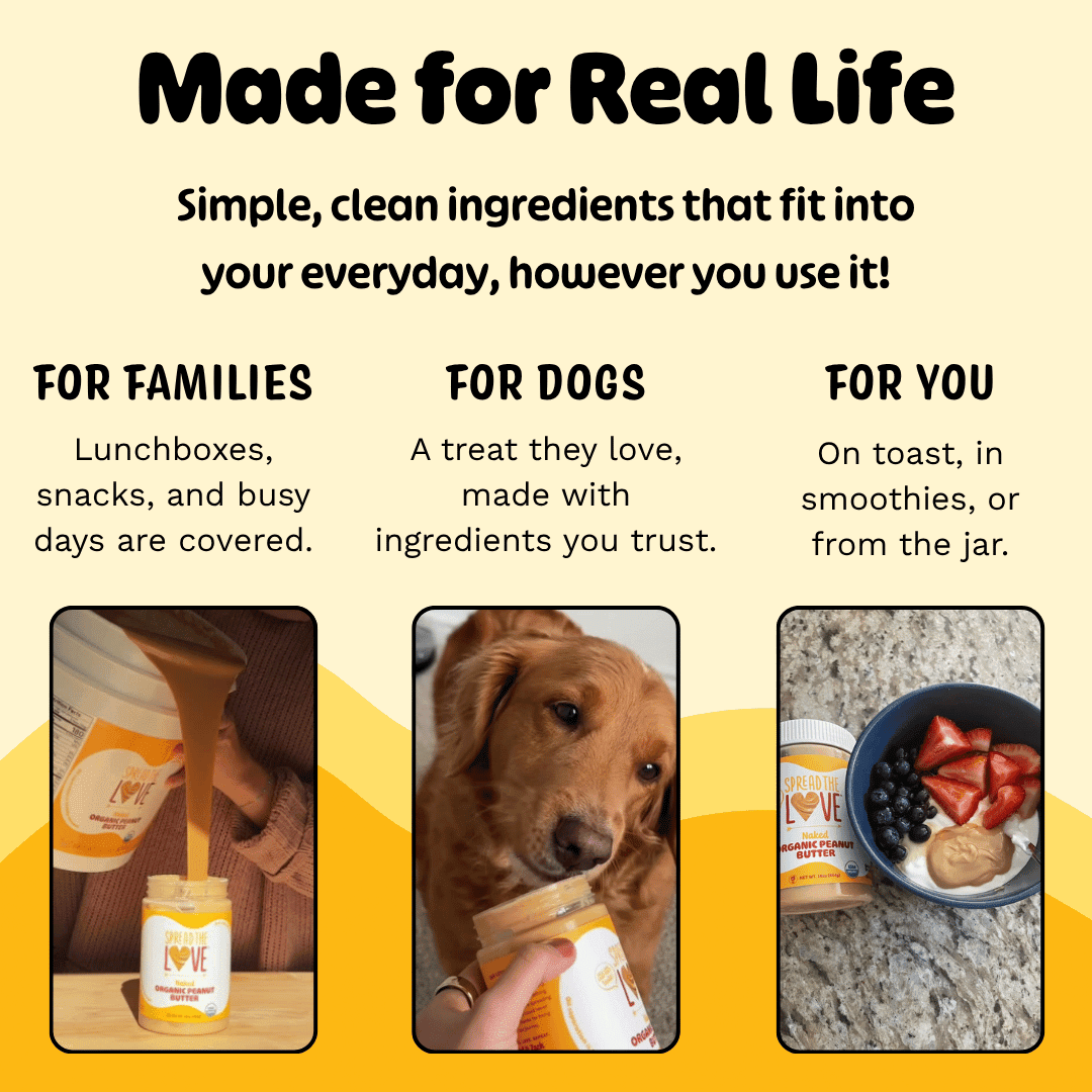 Organic Peanut Butter, Creamy, Palm-Oil Free, No Salt, 7g Protein, 16 oz, Spread The Love