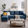 thumbnail image 3 of Pingliang Home Canapé Sectionnel Convertible avec Ottoman de Rangement Réversible et Poches Latérales, Canapé en L 4 Places avec Profondeur de Siège 19.3 Pouces et Repose-Pieds pour Salon Bureau Appartement, Bleu, 3 of 10