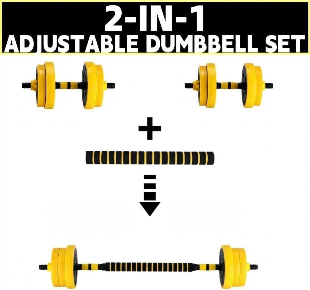 Historyli 2-in-1 Adjustable Dumbbell Set, 33 LBS Multifunctional Free Weight Set, Used as Dumbbell & Barbell, Yellow