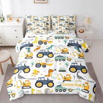 Castle Fairy Kawaii Dinosaur Boy Twin Bedding Sets 7-Piece,Kawaii Truck Bedding Comforter Set Microfiber,Car Theme Breathable Sheet Sets,Lightweight Room Decor,Reversible