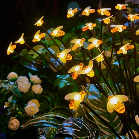 

Solar Garden Lights - 4Pack 8 LED Solar Bee Firefly Lights with 2 Lighting Mode Sway by Wind Waterproof Solar Decorative Lights Solar Outdoor Lights for Yard Patio Walkway Decoration Warm White