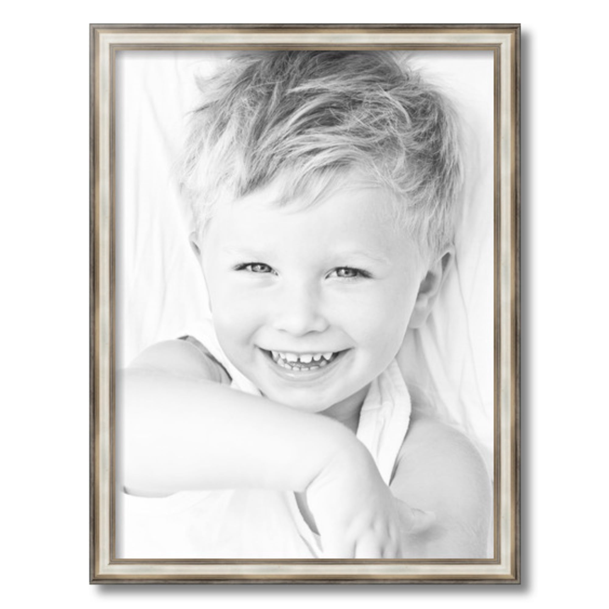 ArtToFrames 18" x 24" Antique Silver Panel Picture Frame, 18x24 inch Silver Wood Poster Frame (WOM-4760)
