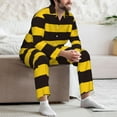 thumbnail image 7 of Fotbe Bee Stripe Pattern Long Sleeve Pajama Set for Men,Sleepwear Set,2-piece Loungewear Set,Soft PJs Comfy Nightwear with Pockets-Large, 7 of 7