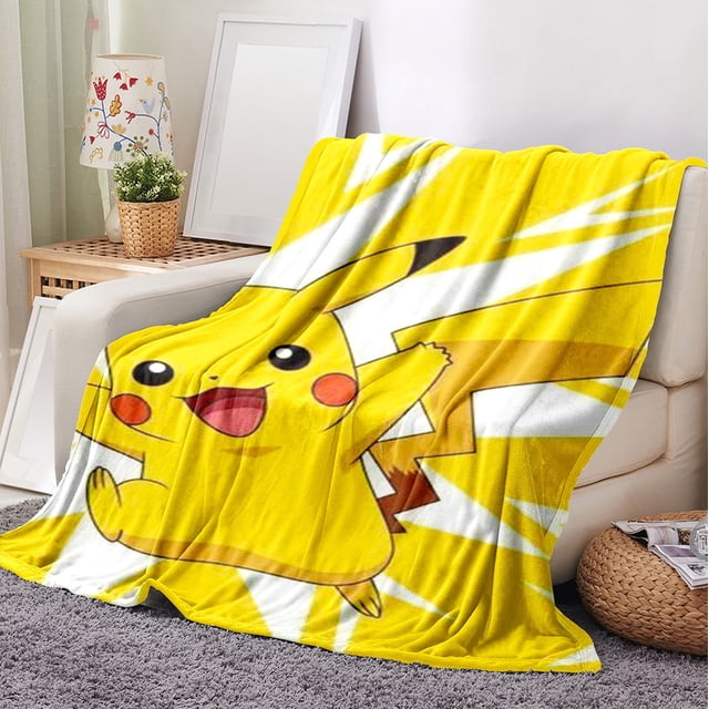 Manta de Pikachu para sofá, aire acondicionado, manta para la siesta, toalla gruesa para la cara, manta para cama, sala de estar, 60 x 80 P-3