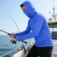 thumbnail image 4 of Kalauyu Mens UPF50+ Sun Protection Hooded Long Sleeve Shirts Stretch Casual Basic Tops Thumb Hole Rash Guard Shirts Fishing Hiking Tops, 4 of 8