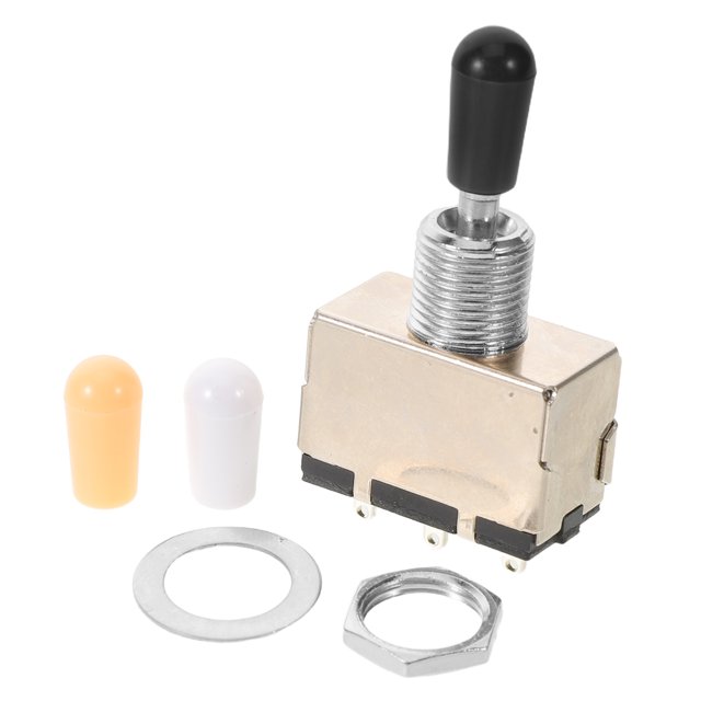 BESTYASH Interruptor De 3 Vías Para Guitarra Accesorios Con Tapa Metálica Plateada