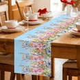 thumbnail image 5 of Pink Flowers Table Runner 108 Inches, Spring Floral Daisy Pastoral Botanical Sky Blue Bed Runner Dresser Scarves Tabletop for Indoor Outdoor Parties/Ceremony/Banquet, 13"x 108", 5 of 8
