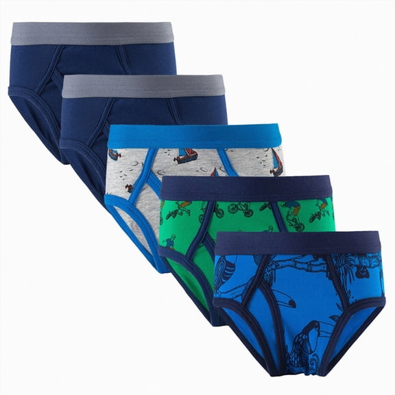 WUANDIXFA Potty Training Underwear for Boys 4 Pack for 10-12 Years, Soft Organic Cotton Seamless Briefs for Toddler Little Kid Boys Blue,10-12 Years