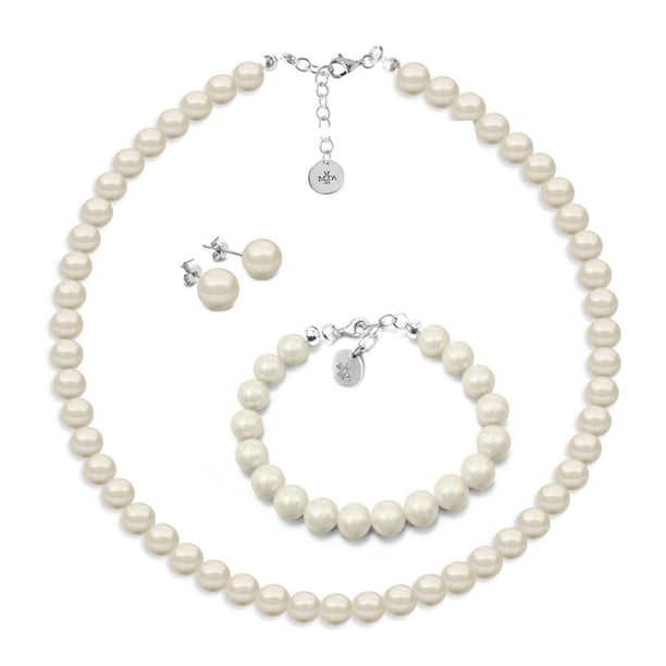 Set Collar Aretes de Poste Pulsera Zvezda Plata 0.925 Mujer crema Unitalla