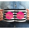 thumbnail image 3 of CTDream Lesbian Wedding Party Couple 11oz. Coffee Mug Gift, Mrs. and Mrs., Modern Black White Stripes Hot Pink Fuchsia Watercolor with Faux Gold Glitter, 2-Pack, Birthday Present Ideas, 3 of 6