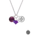 thumbnail image 2 of Delight Jewelry Silvertone Round - Imitation Cat's Eye - Purple - Purple Heart Nurse Strong Zoe Necklace, 2 of 4